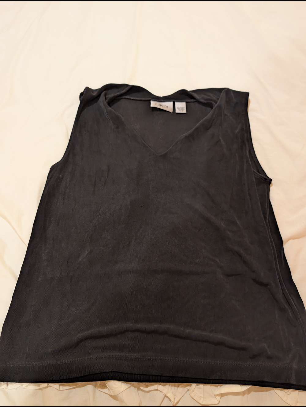 Chico's Travelers Size 2/Large Black V-Neck Sleeveless Tank Top